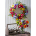 24" Silk Daisy, Ranunculus & Morning Glory Flower Hanging Wreath -Mixed Colors - FWX375-MX