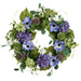 22" Hydrangea, Anemone & Snowball Silk Flower Wreath -Purple/Green (Pack of 2) - FWX419-PU/GR