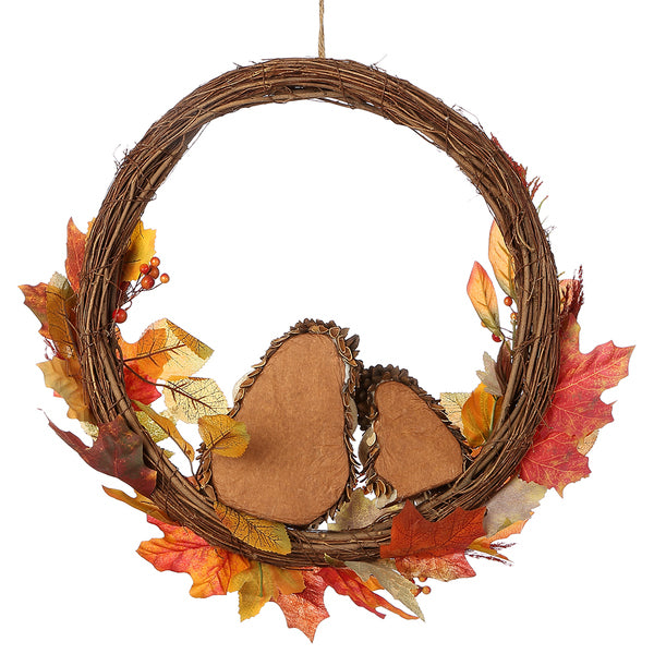 17.25" Hedgehog, Maple Leaf & Berry Silk Wreath -Fall (Pack of 4) - FWX847-FA