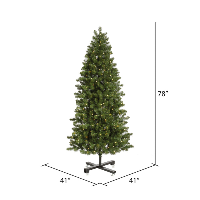 6'6"Hx41"W Slim Grand Teton Pine Artificial Christmas Tree, LED Pre-Lit -Green - G125066LED