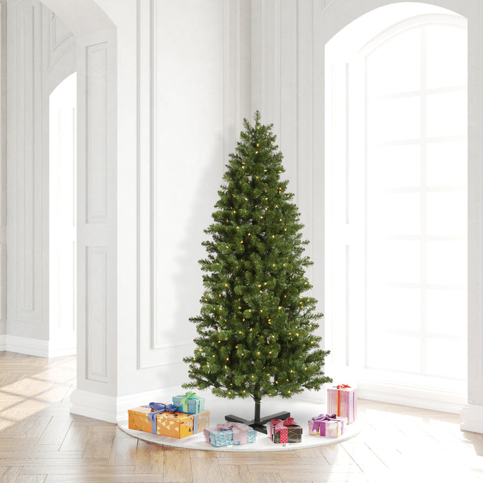 6'6"Hx41"W Slim Grand Teton Pine Artificial Christmas Tree, LED Pre-Lit -Green - G125066LED