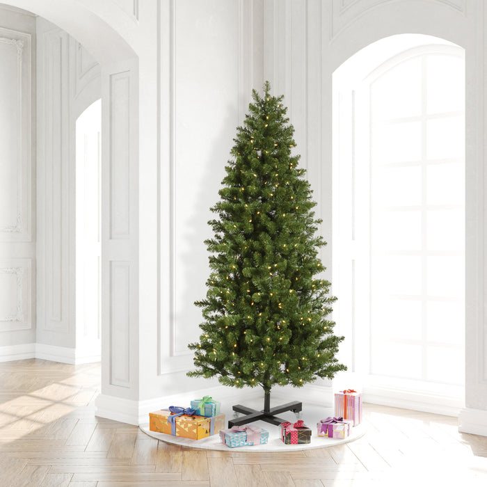 7'6"Hx45"W Slim Grand Teton Pine Artificial Christmas Tree, LED Pre-Lit -Green - G125076LED