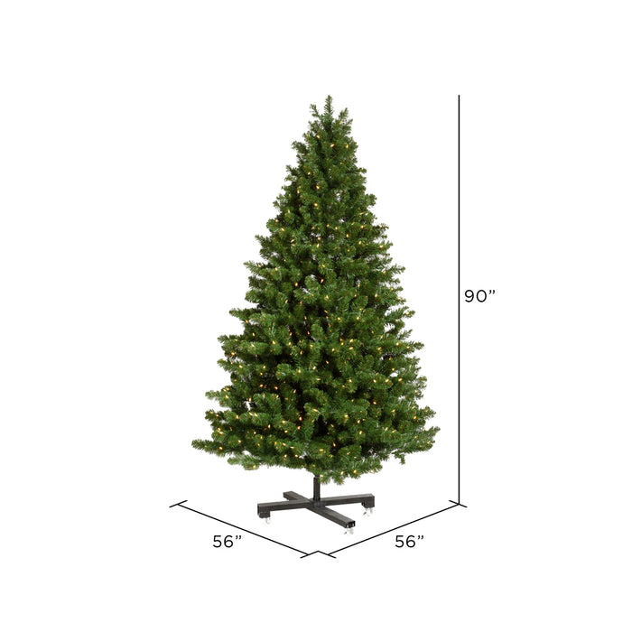 7'6"Hx56"W Medium Grand Teton Pine Artificial Christmas Tree, LED Pre-Lit -Green - G125176LED