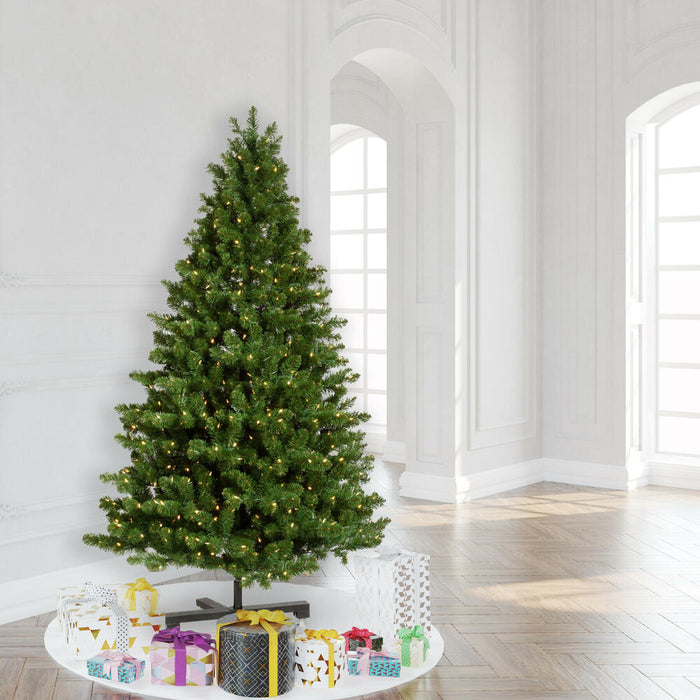 7'6"Hx56"W Medium Grand Teton Pine Artificial Christmas Tree, LED Pre-Lit -Green - G125176LED