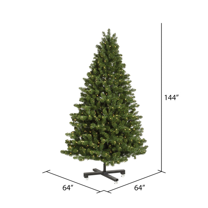 12'Hx81"W Medium Grand Teton Pine Artificial Christmas Tree, LED Pre-Lit -Green - G125186LED