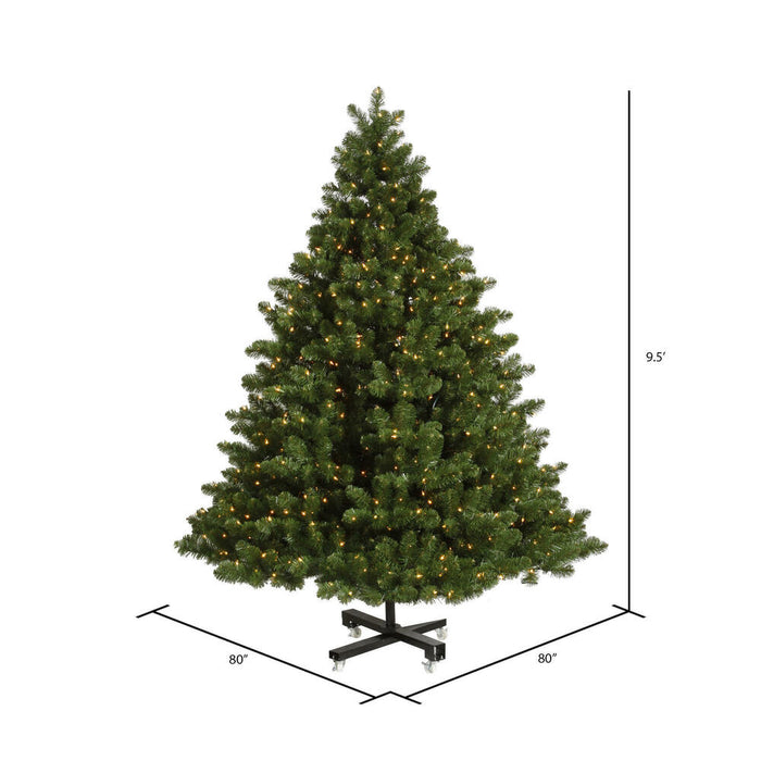9'6"Hx80"W Grand Teton Pine Artificial Christmas Tree, LED Pre-Lit -Green - G125281LED