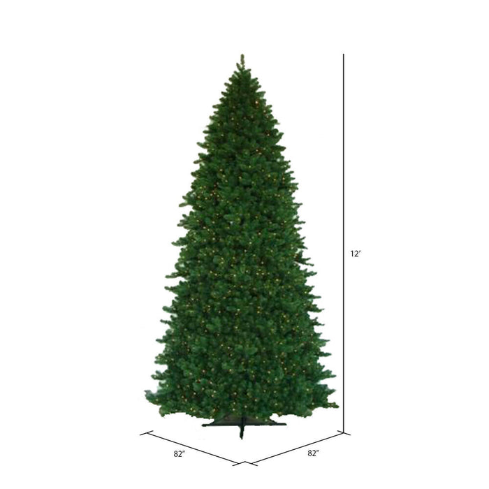 12'Hx82"W Grand Teton Pine Artificial Christmas Tree, LED Pre-Lit -Green - G125313LED