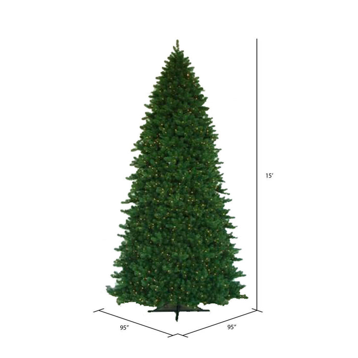 15'Hx95"W Grand Teton Pine Artificial Christmas Tree, LED Pre-Lit -Green - G125316LED