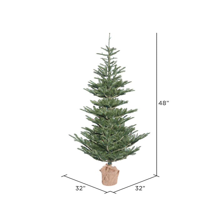 4'Hx32"W PE Alberta Spruce Artificial Christmas Tree w/Burlap Base, Unlit -Green - G160240