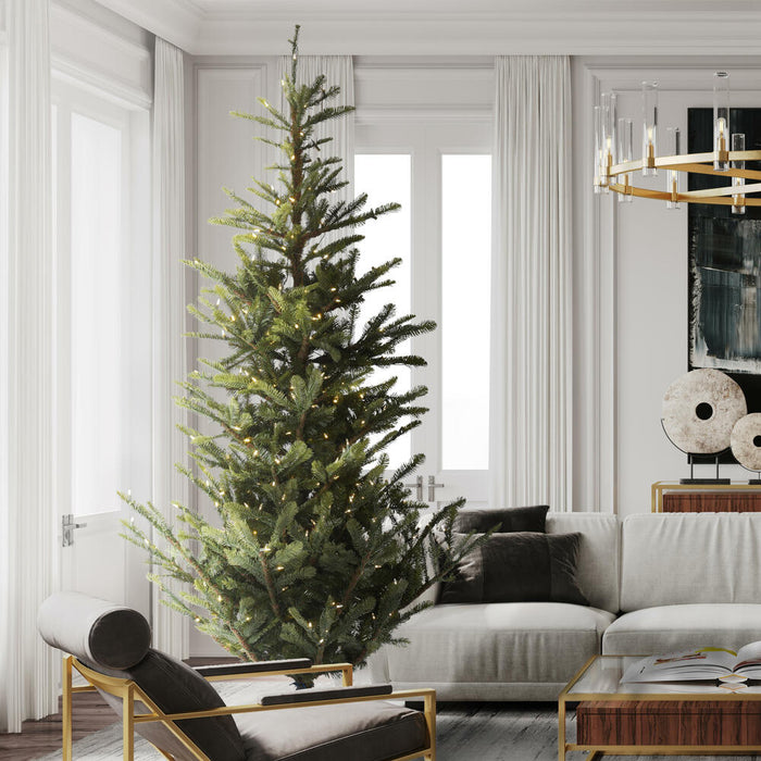 12'Hx80"W PE Alberta Spruce Artificial Christmas Tree, LED Pre-Lit -Green - G160291LED