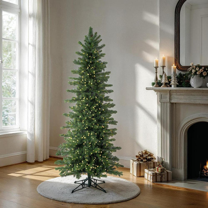 4'Hx32"W PE Alberta Blue Spruce Artificial Christmas Tree w/Burlap Base, LED Pre-Lit -Green - G160441LED