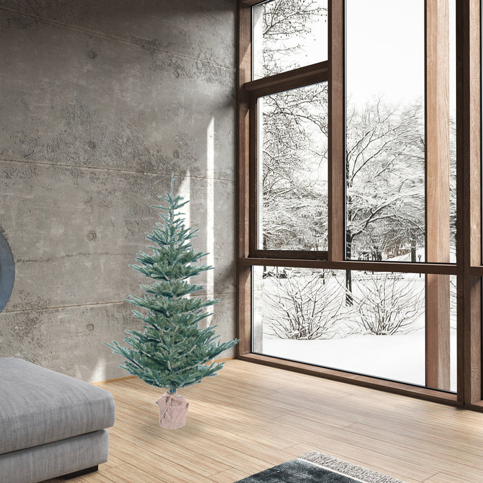 4'Hx32"W PE Alberta Blue Spruce Artificial Christmas Tree w/Burlap Base, Unlit -Green - G160440