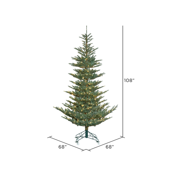 9'Hx68"W PE Alberta Blue Spruce Artificial Christmas Tree, LED Pre-Lit -Green - G160481LED