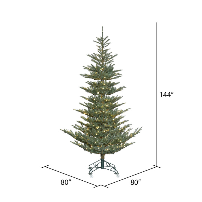 12'Hx80"W PE Alberta Blue Spruce Artificial Christmas Tree, LED Pre-Lit -Green - G160491LED