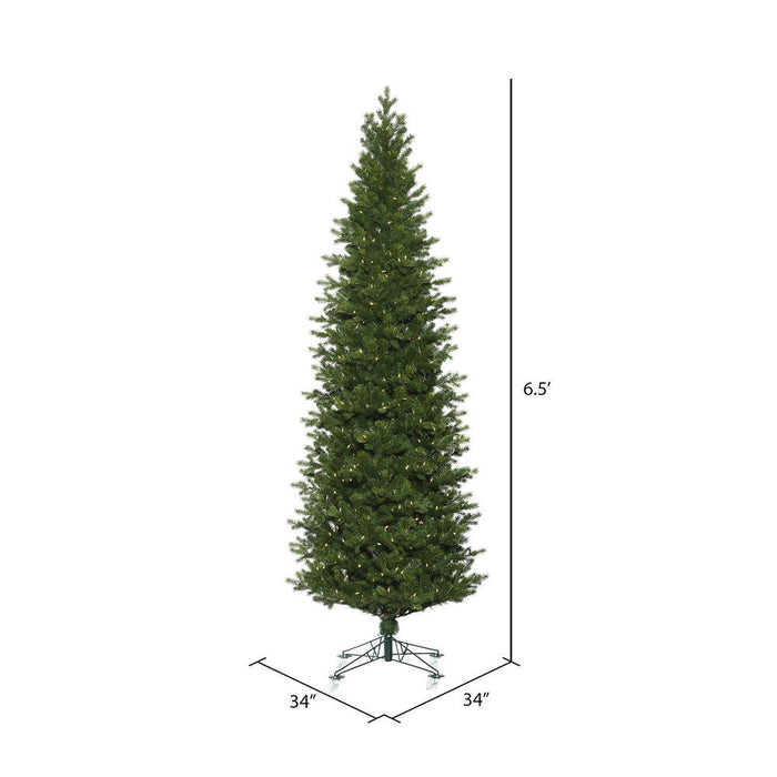 6'6"Hx34"W PE Slim Eagle Fraser Artificial Christmas Tree, LED Pre-Lit -Green - G170166LED