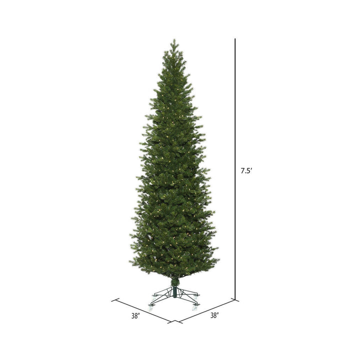 7'6"Hx38"W PE Slim Eagle Fraser Artificial Christmas Tree, LED Pre-Lit -Green - G170176LED