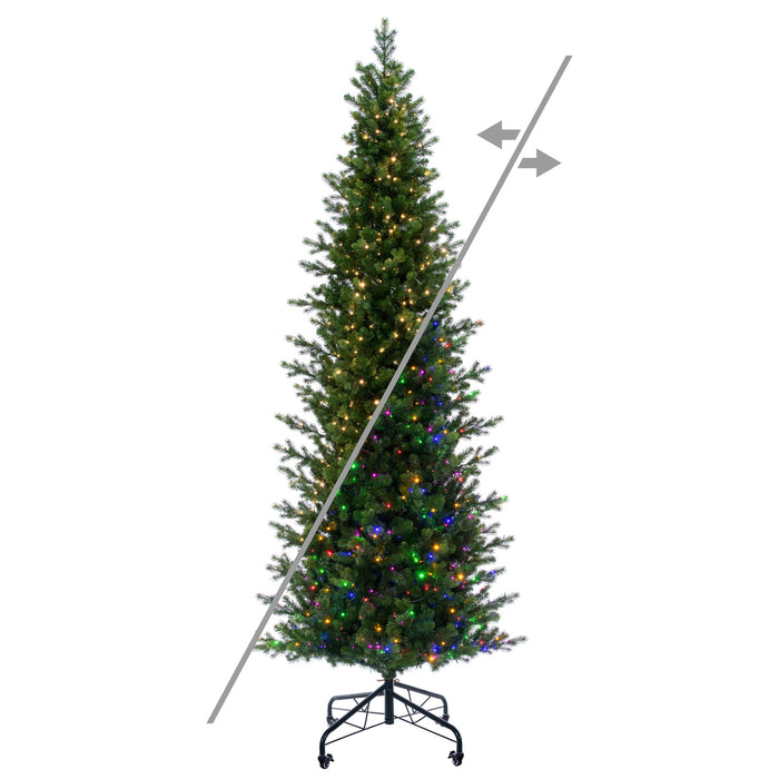 9'Hx40"W PE Slim Eagle Fraser Artificial Christmas Tree, Micro LED Pre-Lit (Multi-Mode) -Green - G170183LEDCC