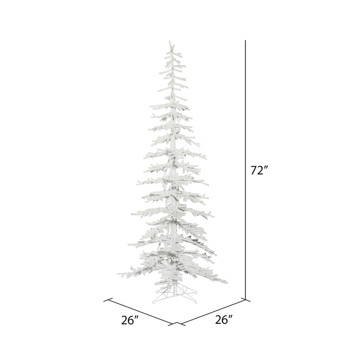 6'Hx26"W Flocked Kuna Pine Artificial Christmas Tree, Unlit -White - G176360
