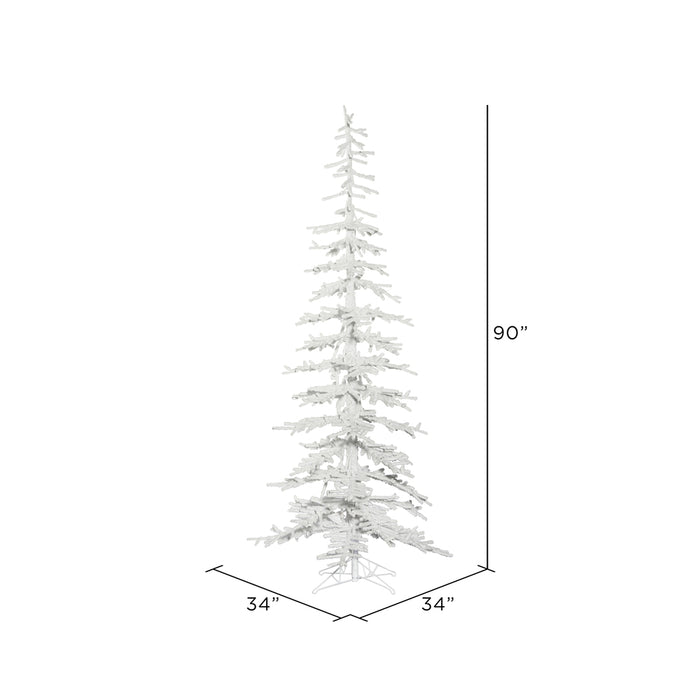 7'6"Hx34"W Flocked Kuna Pine Artificial Christmas Tree, Unlit -White - G176375