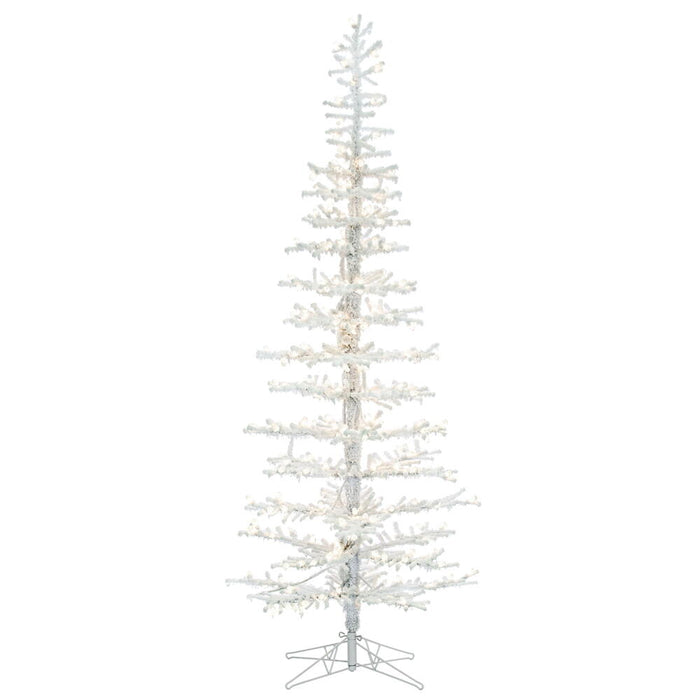 7'6"Hx34"W Flocked Kuna Pine Artificial Christmas Tree, LED Pre-Lit -White - G176376LED