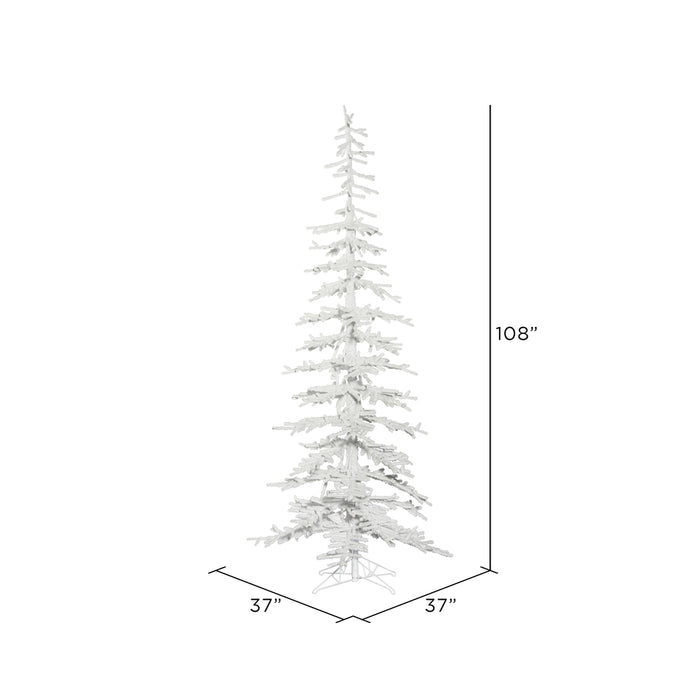 9'Hx37"W Flocked Kuna Pine Artificial Christmas Tree, Unlit -White - G176380