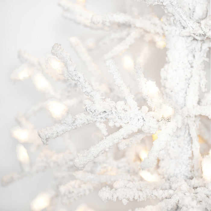9'Hx37"W Flocked Kuna Pine Artificial Christmas Tree, LED Pre-Lit -White - G176381LED