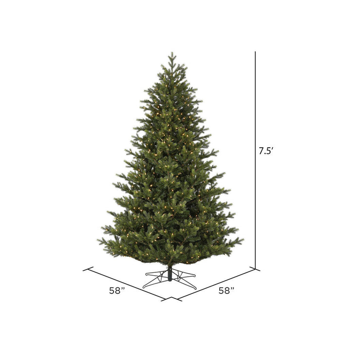 7'6"Hx58"W PE Welch Fraser Artificial Christmas Tree, LED Pre-Lit -Green - G183276LED