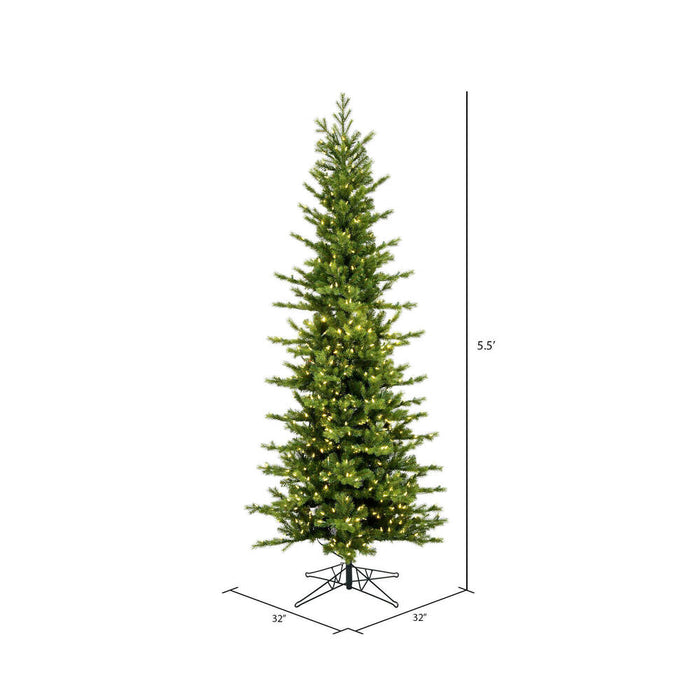 5'6"Hx32"W PE Pencil Moutauk Pine Artificial Christmas Tree, LED Pre-Lit -Green - G193456LED