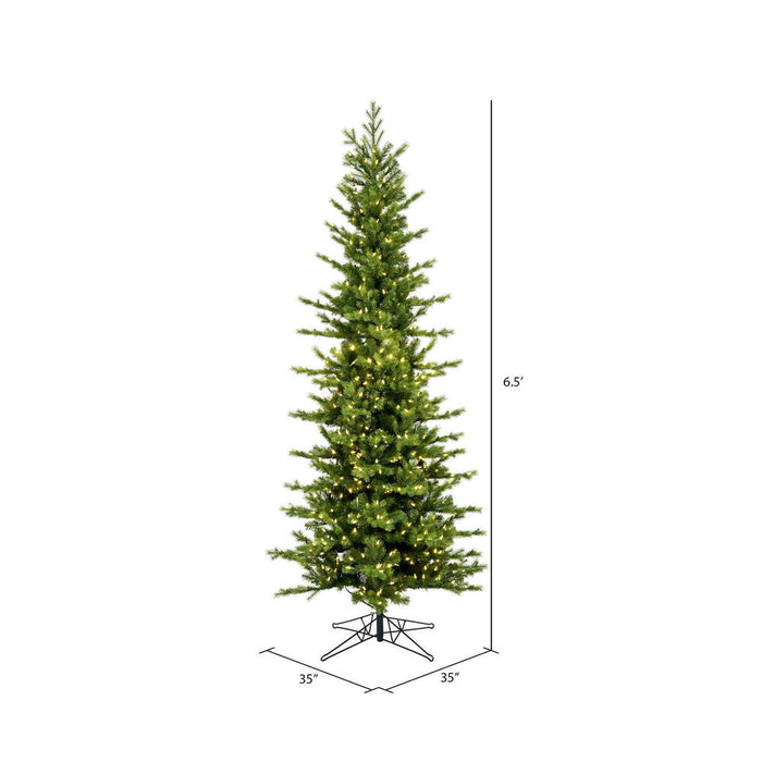 6'6"Hx35"W PE Pencil Moutauk Pine Artificial Christmas Tree, LED Pre-Lit -Green - G193466LED