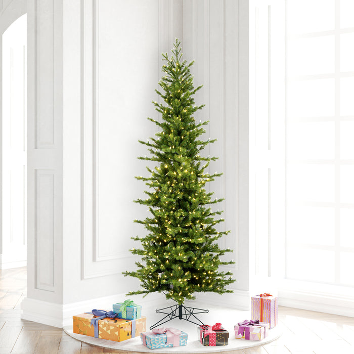 6'6"Hx35"W PE Pencil Moutauk Pine Artificial Christmas Tree, Micro LED Pre-Lit (Multi-Mode) -Green - G193468LEDCC