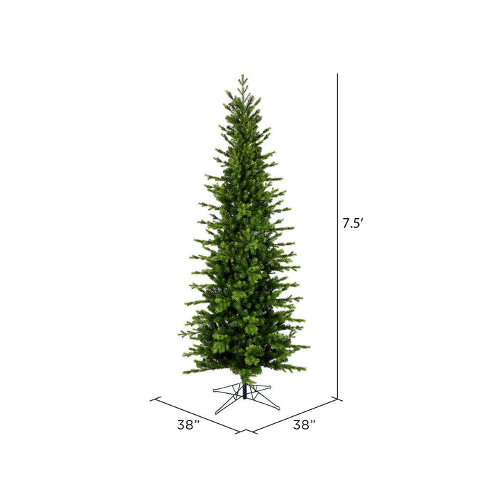 7'6"Hx38"W PE Pencil Moutauk Pine Artificial Christmas Tree, Unlit -Green - G193475