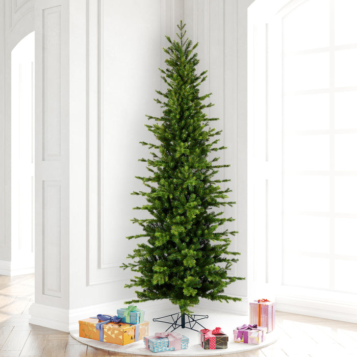 7'6"Hx38"W PE Pencil Moutauk Pine Artificial Christmas Tree, Unlit -Green - G193475