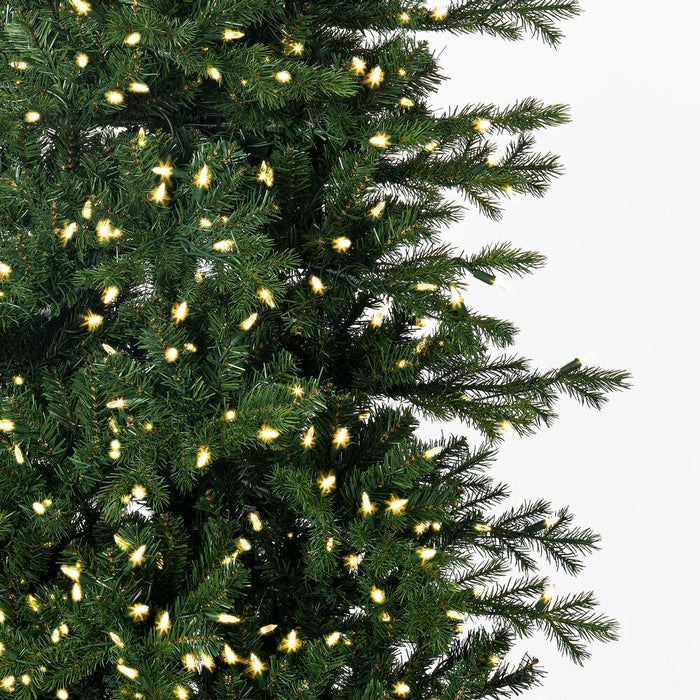7'6"Hx38"W PE Pencil Moutauk Pine Artificial Christmas Tree, LED Pre-Lit -Green - G193476LED