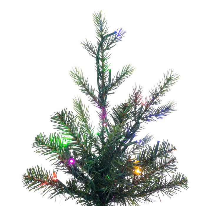 7'6"Hx38"W PE Pencil Moutauk Pine Artificial Christmas Tree, Micro LED Pre-Lit (Multi-Mode) -Green - G193478LEDCC