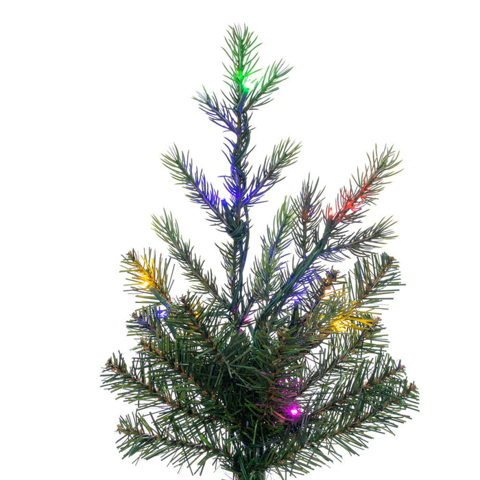 9'Hx43"W PE Pencil Moutauk Pine Artificial Christmas Tree, Micro LED Pre-Lit (Multi-Mode) -Green - G193483LEDCC