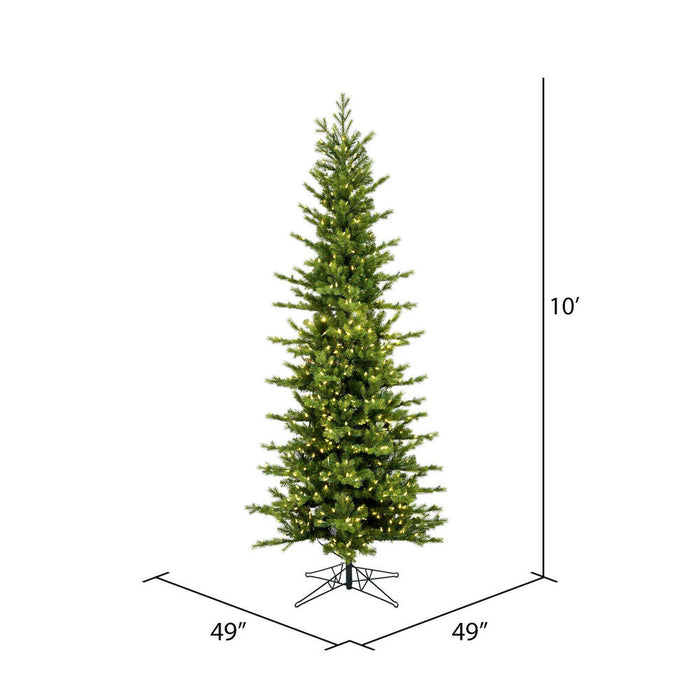 10'Hx49"W PE Pencil Moutauk Pine Artificial Christmas Tree, LED Pre-Lit -Green - G193486LED