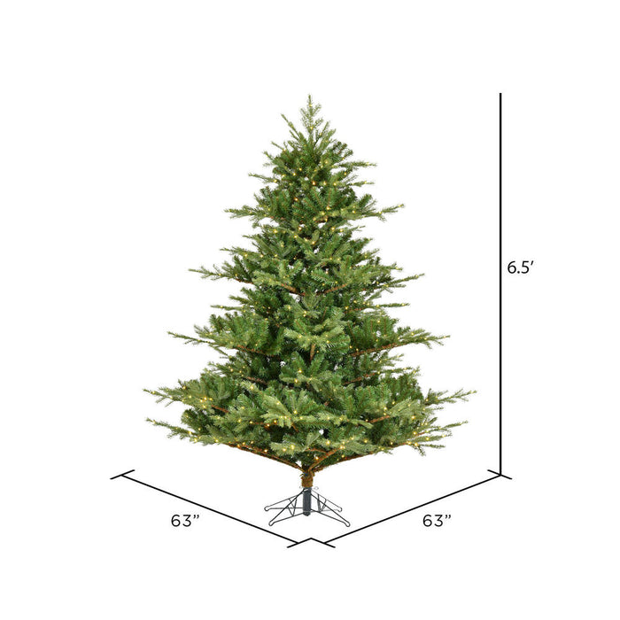 6'6"Hx63"W PE Sherwood Fir Artificial Christmas Tree, LED Pre-Lit -Green - G204266LED
