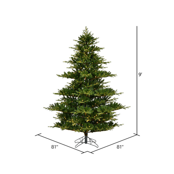 9'Hx81"W PE Sherwood Fir Artificial Christmas Tree, LED Pre-Lit -Green - G204281LED