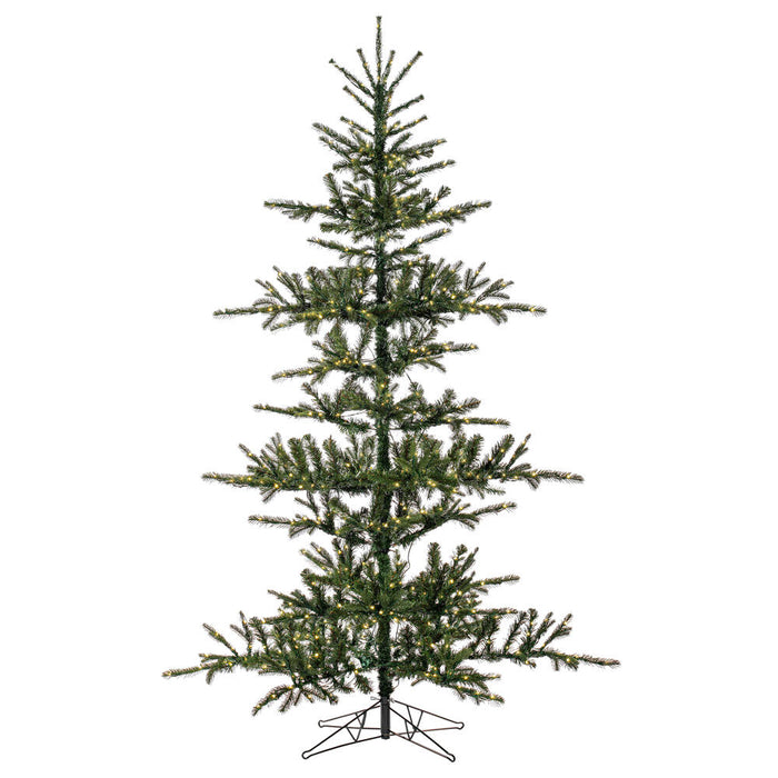 7'6"Hx57"W PE Yukon Artificial Christmas Tree, LED Pre-Lit -Green - G210176LED