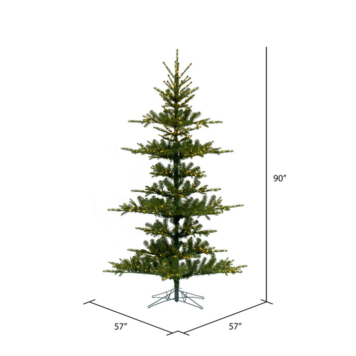 7'6"Hx57"W PE Yukon Artificial Christmas Tree, LED Pre-Lit -Green - G210176LED