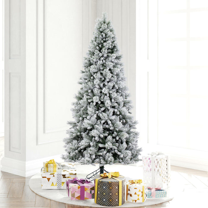 6'6"Hx42"W Flocked Jackson Pine Artificial Christmas Tree, Unlit -White - G225565