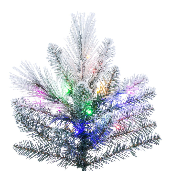 9'Hx51"W Flocked Jackson Pine Artificial Christmas Tree, Micro LED Pre-Lit (Multi-Mode) -White - G225583LEDCC