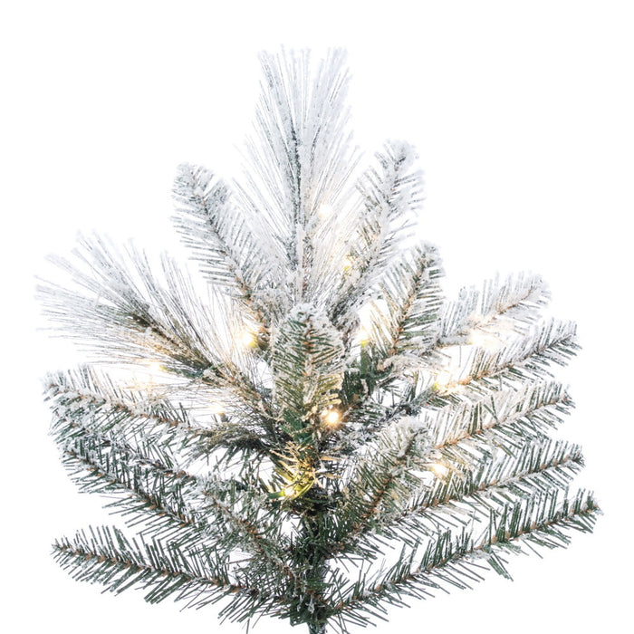 7'6"Hx46"W Flocked Jackson Pine Artificial Christmas Tree, Micro LED Pre-Lit (Multi-Mode) -White - G225578LEDCC