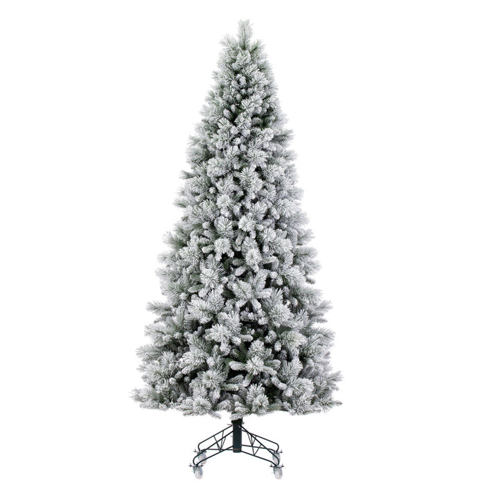 10'Hx56"W Flocked Jackson Pine Artificial Christmas Tree, Unlit -White - G225585