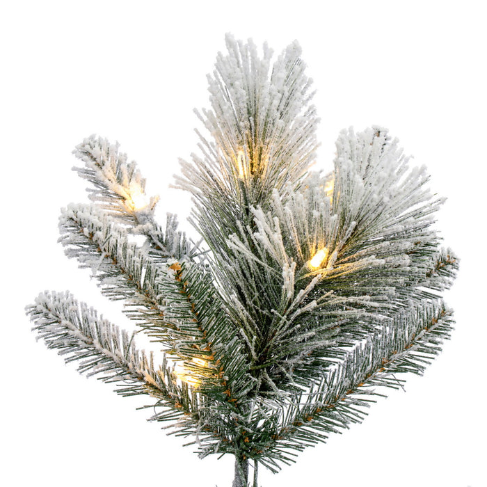 12'Hx64"W Flocked Jackson Pine Artificial Christmas Tree, LED Pre-Lit -White - G225591LED
