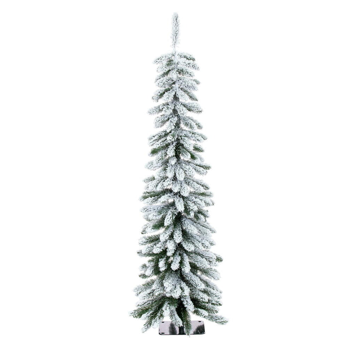 4'6"Hx17"W Snowy Flocked Alpine Artificial Christmas Tree, Unlit -Green - G232545