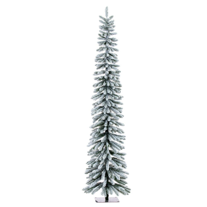 7'6"Hx22"W Snowy Flocked Alpine Artificial Christmas Tree, Unlit -Green - G232575