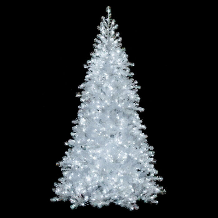 9'Hx56"W Iridescent Spruce Artificial Christmas Tree, LED Pre-Lit (Cool White) -White - G235681LED
