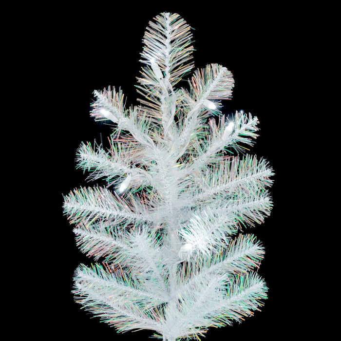 10'Hx60"W Iridescent Spruce Artificial Christmas Tree, LED Pre-Lit (Cool White) -White - G235686LED