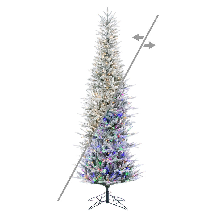 7'6"Hx30"W PE Frosted Tacoma Fraser Fir Artificial Christmas Tree, Micro LED Pre-Lit (Multi-Mode) -White - G236678LEDCC